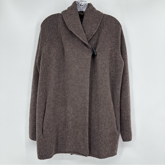 Adrienne Vittadini Cardigan Shawl Collar Wool Yak Hair Blend Mocha Brown Size M - Picture 1 of 7